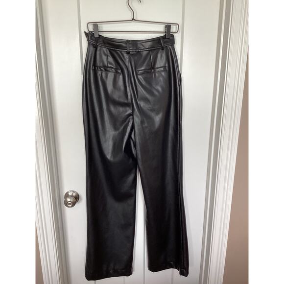 NWT 7 for All Mankind Women's Faux Leather Pleated Wide Leg Pants Black Small - Picture 6 of 12